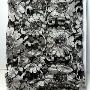 Black and Silver Lace 60” Long Scarf, No Maker Tag